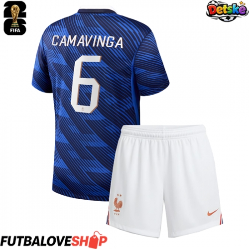 Dres Francúzsko Eduardo Camavinga #6 Domáci pre deti MS 2026 Krátky Rukáv (+ trenírky)